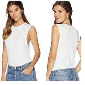 Free People Intimately All The Time White Burnout Sleeveless Tank Bodysuit